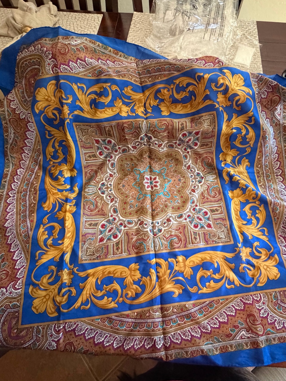 Honey 100% Silk Scarve Blue
